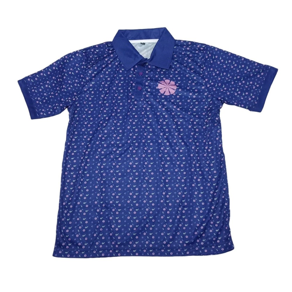 Orange‎ Peel Apparel Men's Large Polo Shirt Floral Purple Short Sleeve